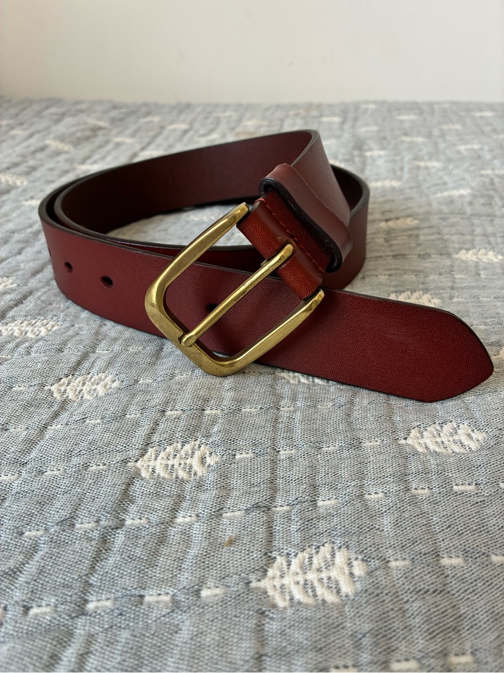 Nordstrom Men's Brown Leather Belt with Brass Buckle